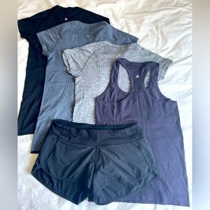 Lululemon shorts and tees bundle, size 6
